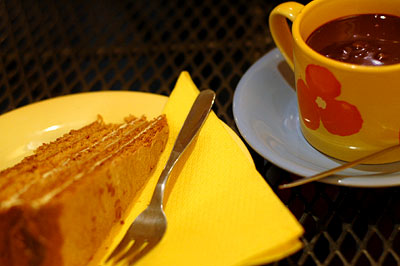 Hot Chocolate with Honey Cake = Goodie Goodness