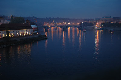The view from Charles Bridge at night
