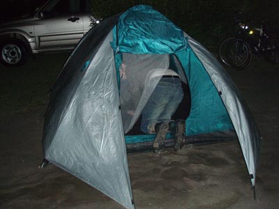 Matt inspecting the puddle