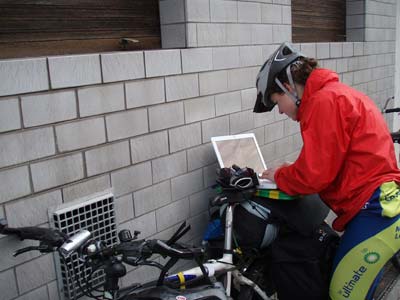 Ness hard at work on the laptop