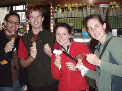 Si, Mot, Ness and Kate eating Gelati
